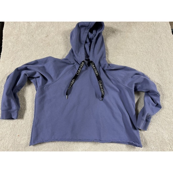 CALVIN KLEIN Spell Out Hoodie | 2XL | Jumper Top Sweatshirt Short Cropped Retro‎ - Picture 1 of 7